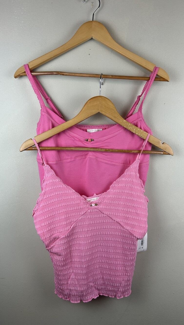 Altar'd State Intimates Tank Top Womens x 2! Pink Cami Cropped Feminine Sz XL